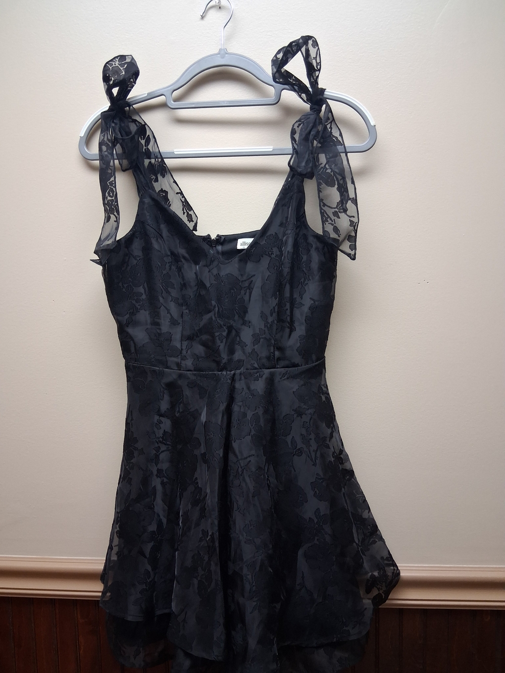 Allison + Kelly Black Burnout Floral Dress Whimsigoth Skater Size S